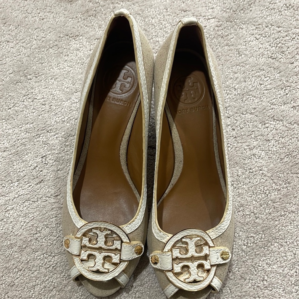 Tory Burch wedges with gold hardware